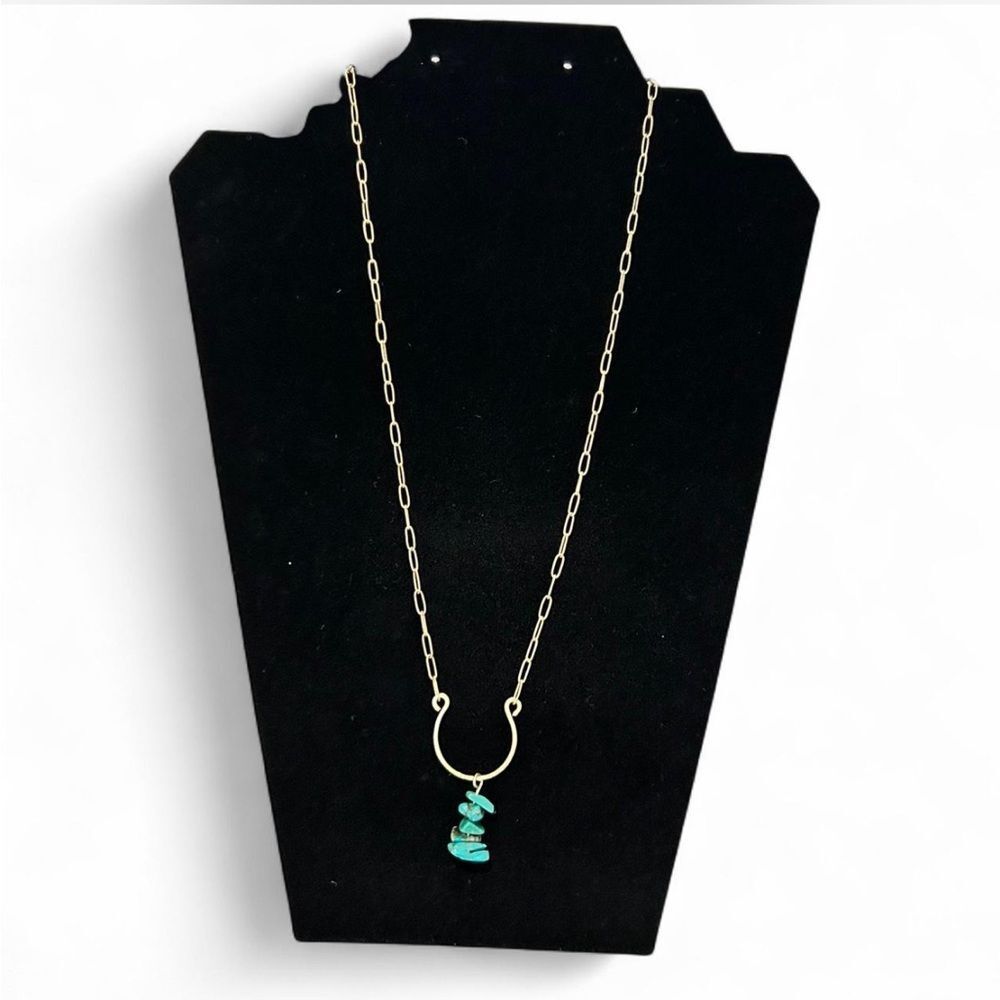 Gold Chain Necklace with Turquoise Pendant
